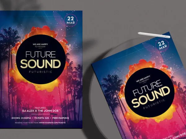 Tropical Beach Future Sound Flyer Template 1