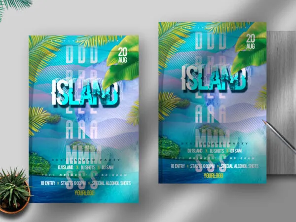 Tropical Beach Night Party Flyer Template 1