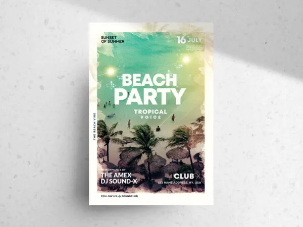 Tropical Beach Party Flyer Template 1