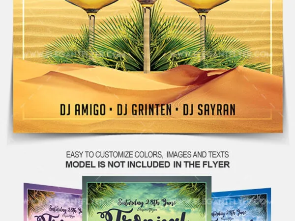 Tropical Beach Party Flyer and Facebook Cover Template 1