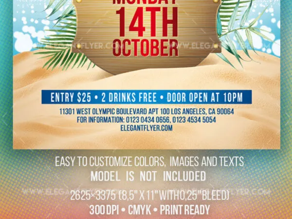 Tropical Border Columbus Day Flyer Template 1
