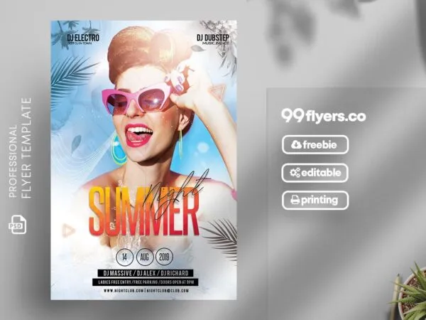 Tropical Border Summer Party Flyer Template 1