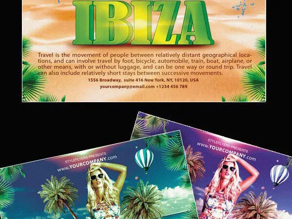 Tropical Border Vacation and Beach Party Flyer Template 1