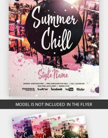 Tropical Brush Stroke Summer Event Flyer Template 1