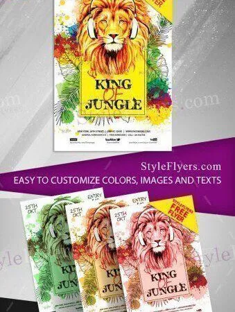 Tropical Cartoon Jungle Party Flyer Template 1