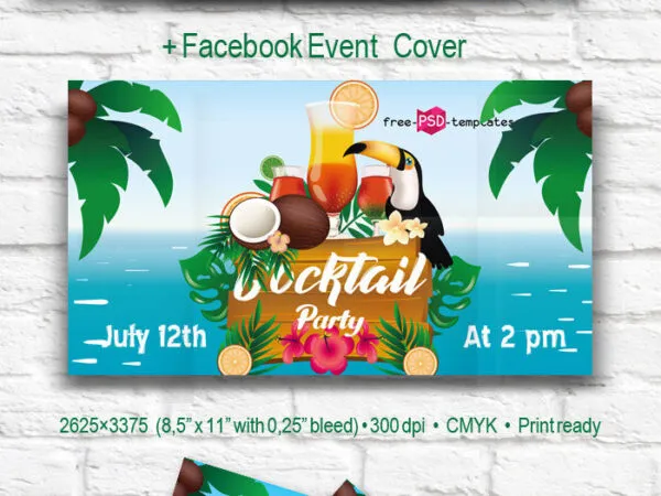 Tropical Cocktail Party Flyer Template 1