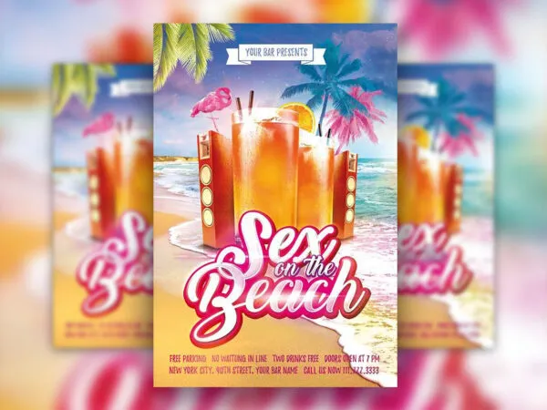 Tropical Cocktail Party Flyer and Facebook Cover Templates 1