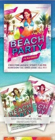 Tropical Colorful Beach Party Flyer Template 1
