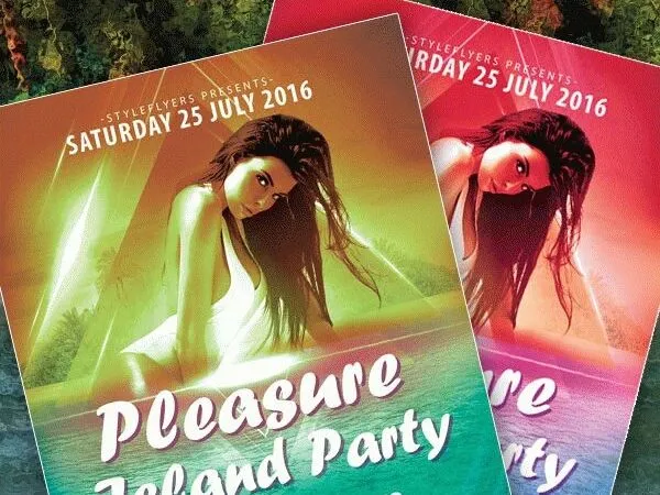 Tropical Colorful Pleasure Island Party Flyer Template 1