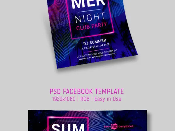 Tropical Concert Events Flyer and Facebook Cover Template 1