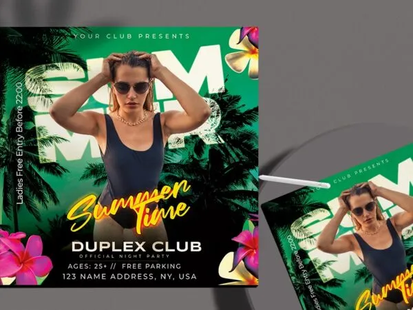 Tropical Creative Summer Party Time Flyer Instagram Template 1