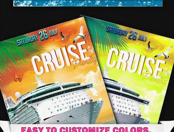 Tropical Cruise Party Flyer and Facebook Cover Template 1