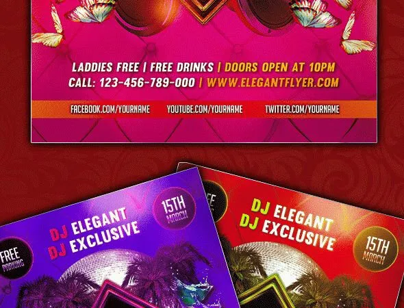 Tropical Disco Ball Spring Festival Flyer Template 1
