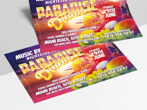 Tropical Fruity Paradise Dinner Flyer Template 1