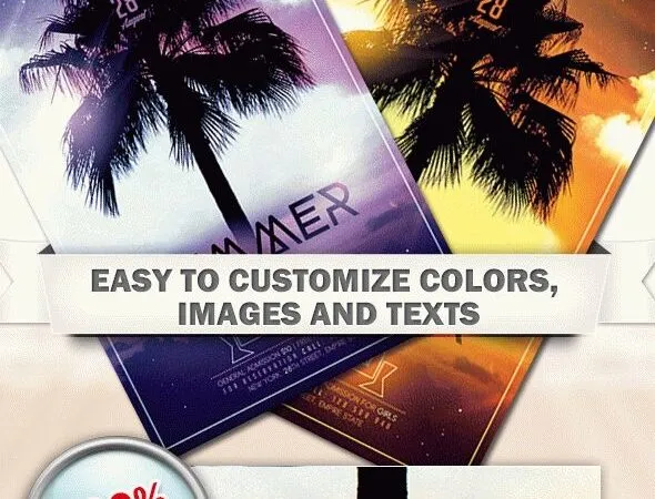 Tropical Grunge Goodbye Summer Flyer Template and Facebook Cover 1