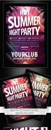 Tropical Hot Summer Night Party Flyer Template 1