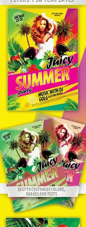 Tropical Juicy Summer Party Flyer Template 1