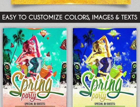Tropical Modern Beach Party Flyer Along with Facebook Cover Templates 1