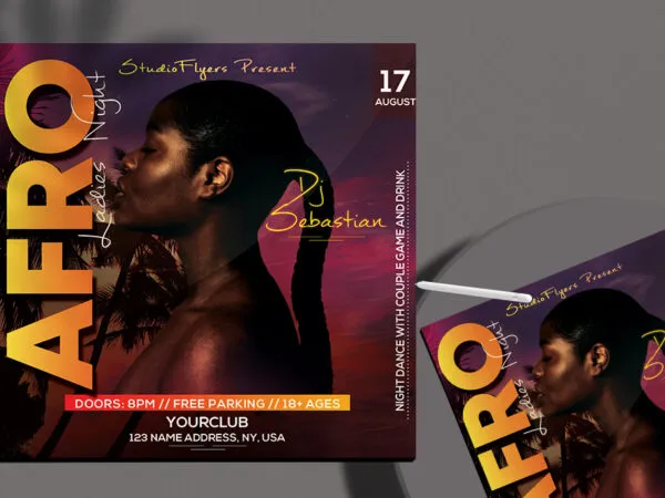 Tropical Modern Night Club Party Flyer and Instagram Template 1