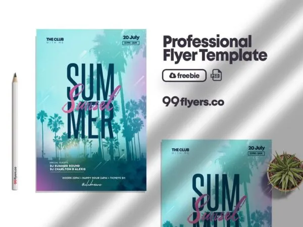 Tropical Modern Summer Party Flyer Template 1