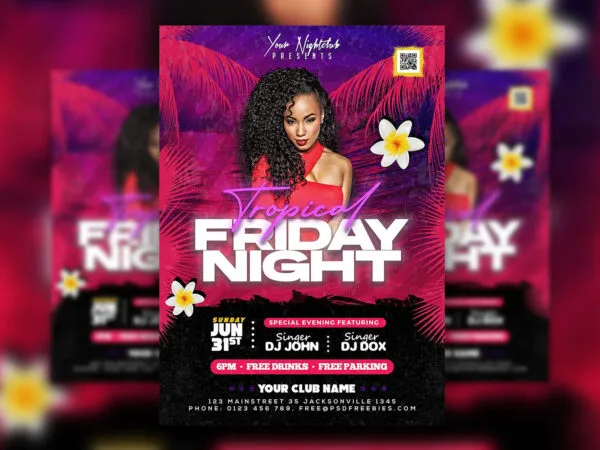 Tropical Retro Sunset Party Event Flyer Template 1