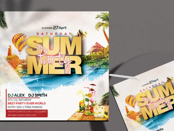 Tropical Splash Summer Party Flyer Template 1