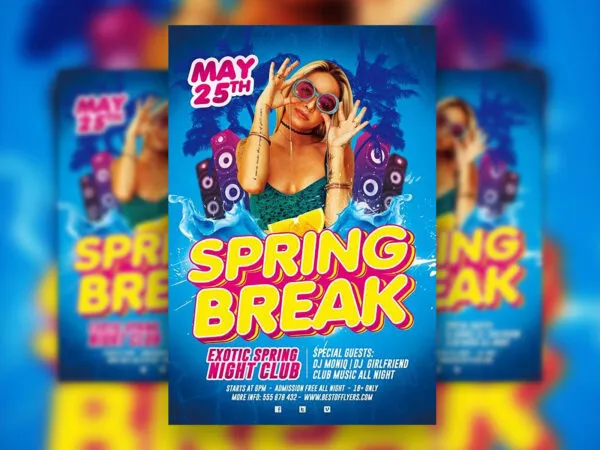 Tropical Spring Party Flyer and Facebook Cover Templates 1