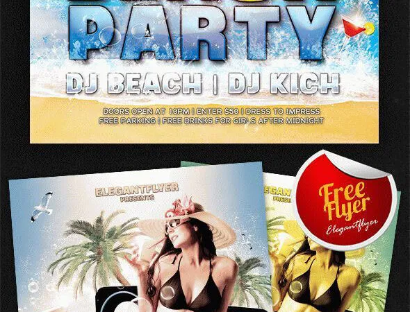 Tropical Summer Beach Party Flyer Template and Facebook Cover 1