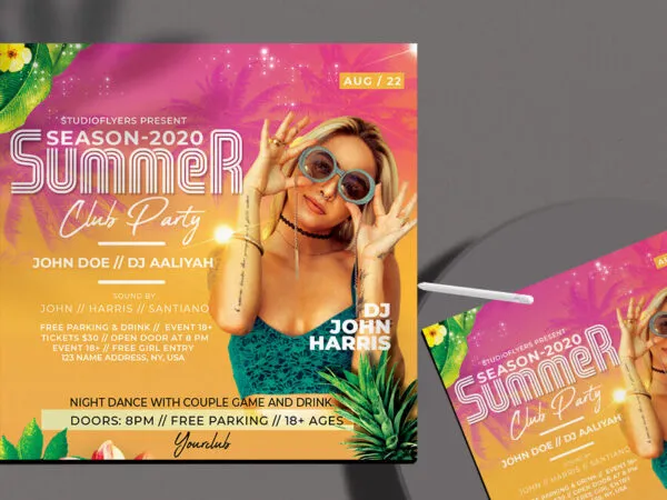 Tropical Summer Club Party Flyer Template 1