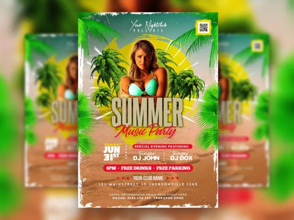 Tropical Summer Event Party Flyer Template 1