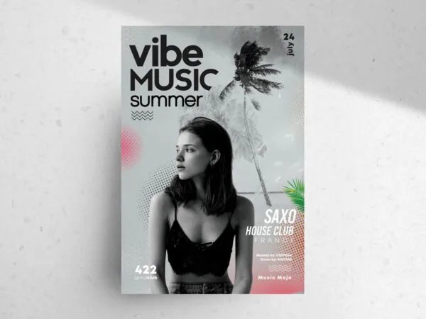 Tropical Summer Flyer Template with Palm Trees 1