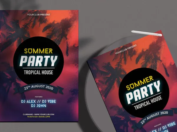 Tropical Summer Party Flyer Template 1