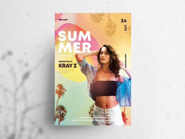 Tropical Summer Party Flyer Template with Hawaii Effects 1