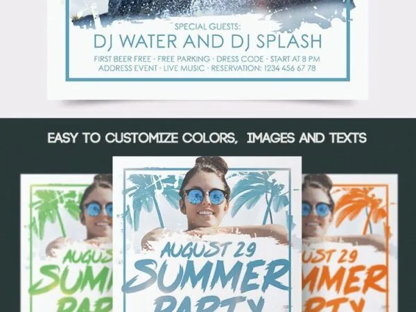 Tropical Summer Party Flyer and Facebook Cover Template 1