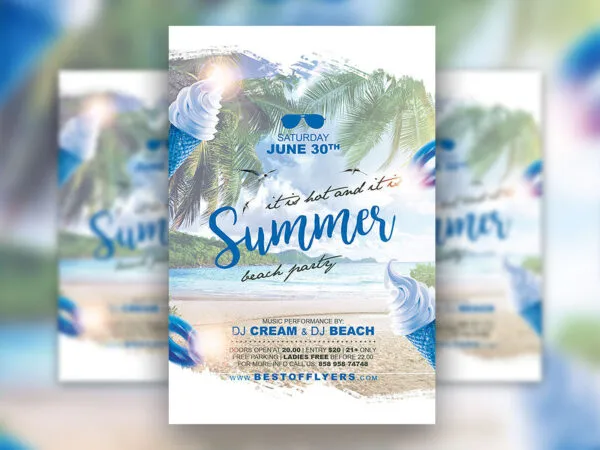 Tropical Summer Party Poster Flyer and Facebook Cover Templates 1