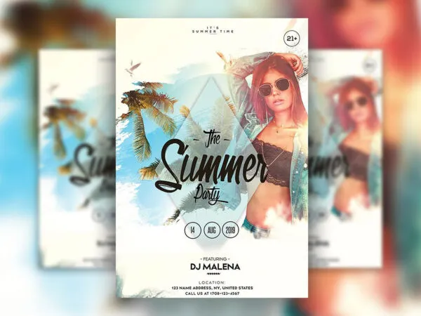 Tropical Summer Party Vibes Flyer Template 1
