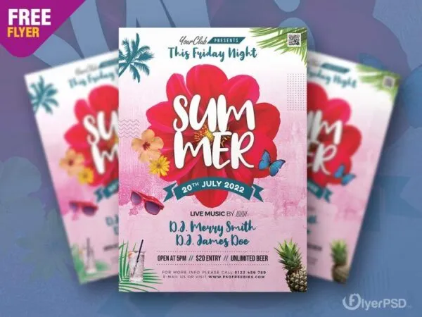 Tropical Summer Party and Festivals Flyer Template 1