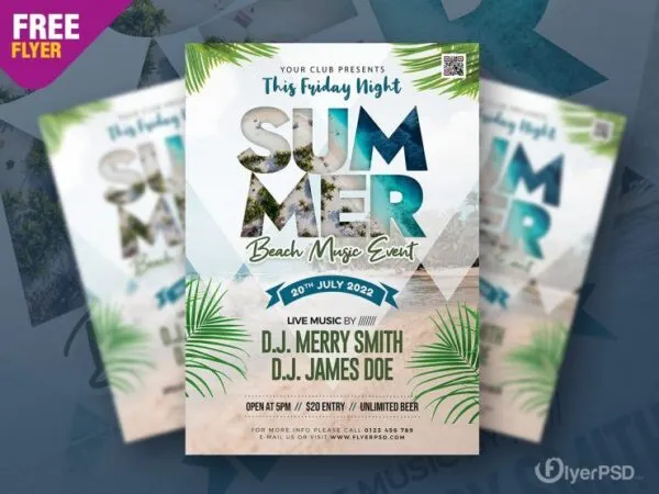 Tropical Summer Party and Music Event Flyer Template 1