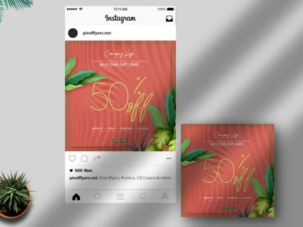 Tropical Summer Sale Instagram Post Template 1