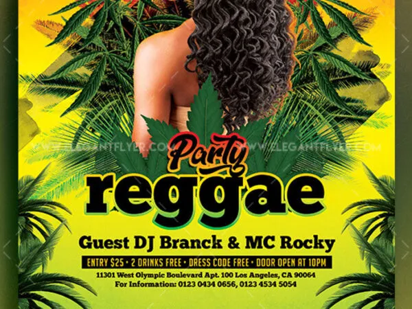 Tropical Sunset Reggae Party Flyer Template 1