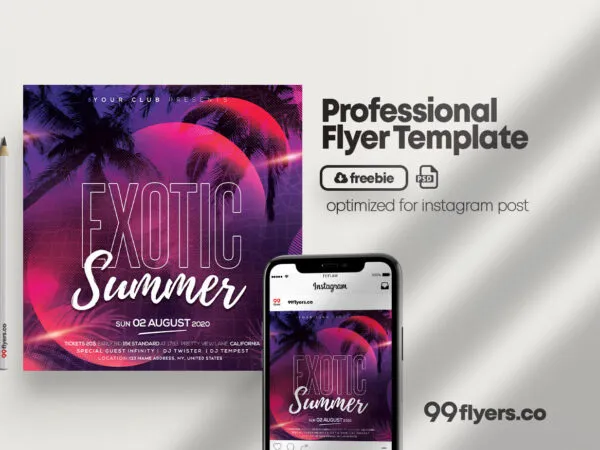 Tropical Sunset Summer Event Flyer Template 1