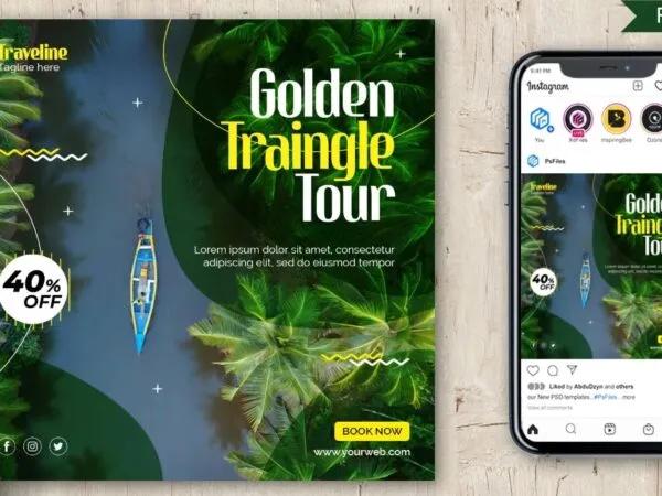 Tropical Tour Agency Flyer Instagram Post Template 1