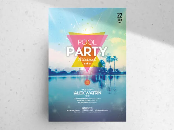 Tropical Triangle Pool Party Flyer Template 1