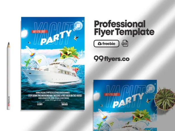 Tropical Yacht Party Flyer Template 1
