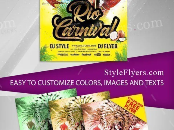 Tropical and Festive Rio Carnival Flyer Template 1