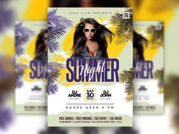 Tropical and Pattern Summer Event Club Party Flyer Template 1