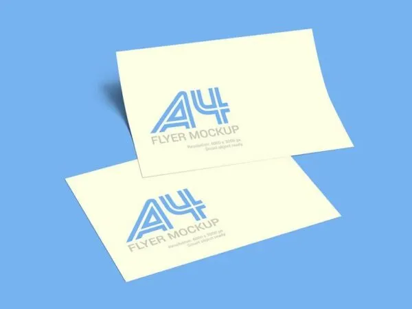 Two A4 Flyers Laid in Perspective Mockup 1