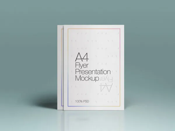 Two A4 Flyers Standing Firmly Mockup 1