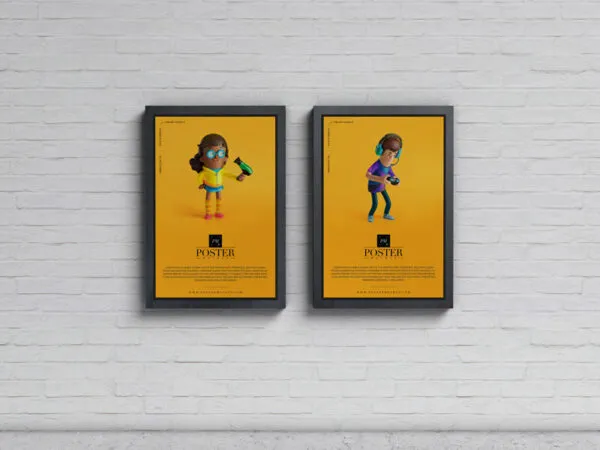 Two Advertisement Posters Mockup on a Wall 1