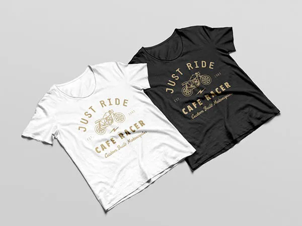 Two Angle View Wrinkled T Shirts Mockup 1